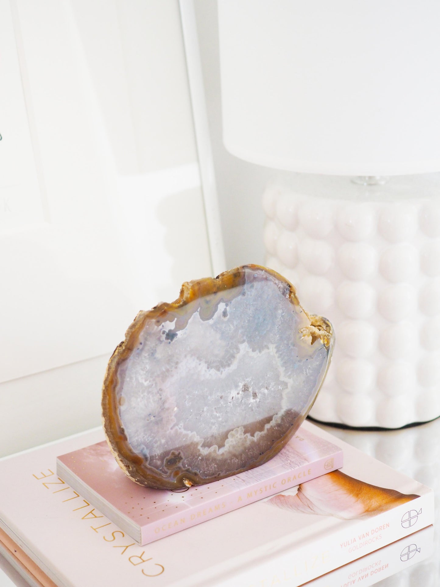 Druzy Achat Cut Base . Freiform mit Quarz ca. 15.5  cm - aus Brasilien HIGH QUALITY Handpoliert