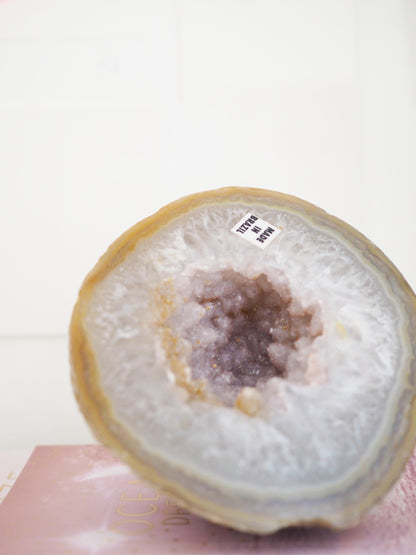 Achat Geode Light Lavender ca. 9.5 cm  - aus Brasilien HIGH QUALITY Handpoliert