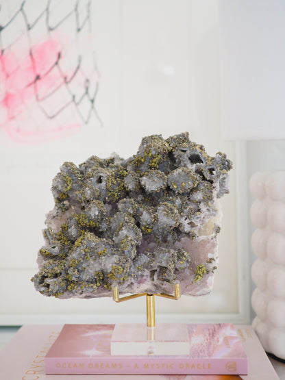 Amethyst mit Pyrit ca. 15 x 10 cm - aus Bulgarien RARE MINE CLOSED