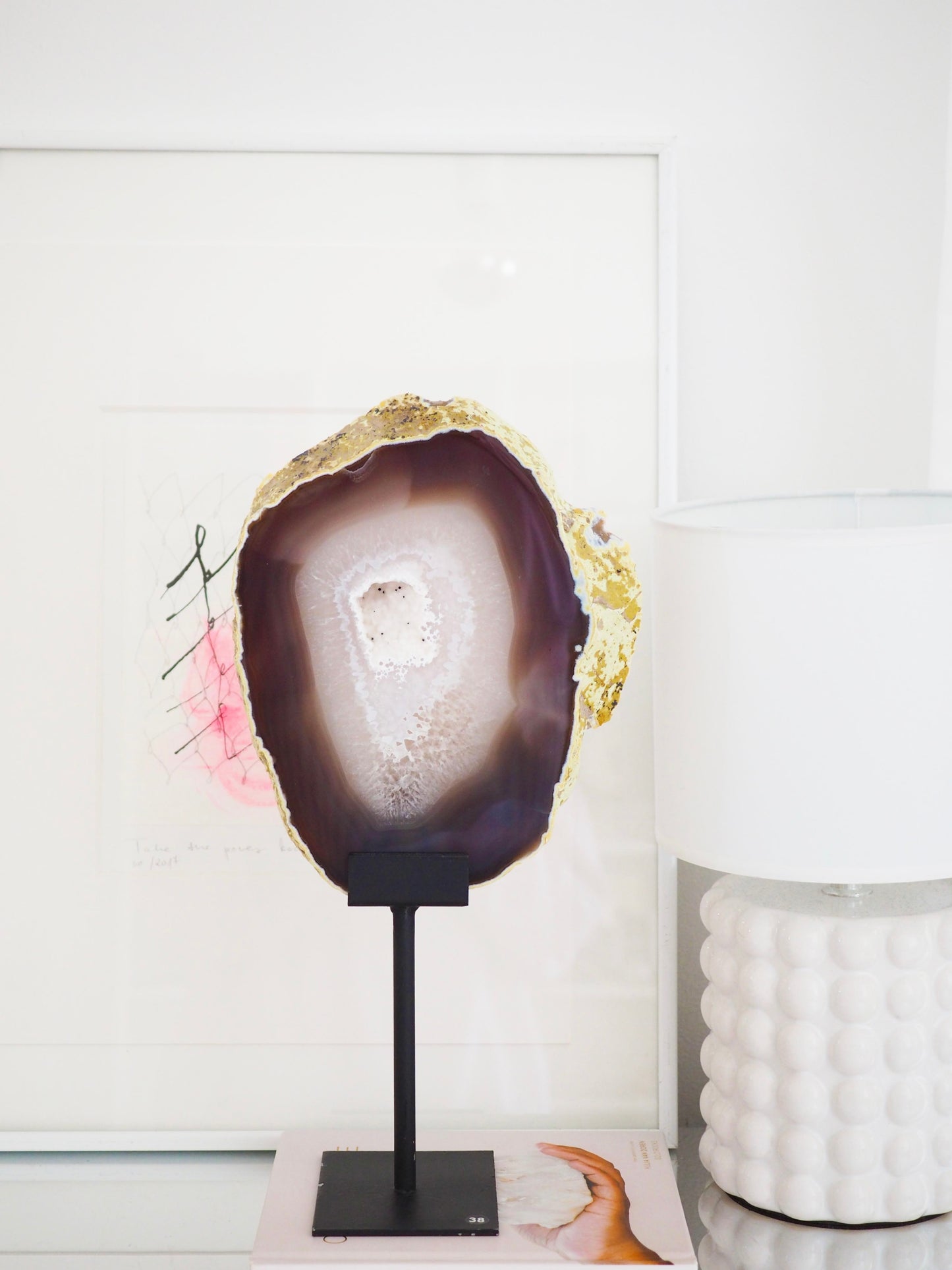 XXL Achat Scheibe auf Ständer . Agate Slab on Stand ca 36 cm - aus Brasilien HIGH QUALITY Handpoliert