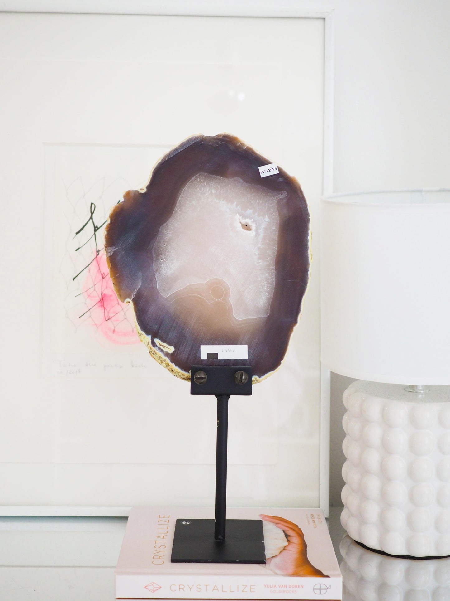 XXL Achat Scheibe auf Ständer . Agate Slab on Stand ca 36 cm - aus Brasilien HIGH QUALITY Handpoliert