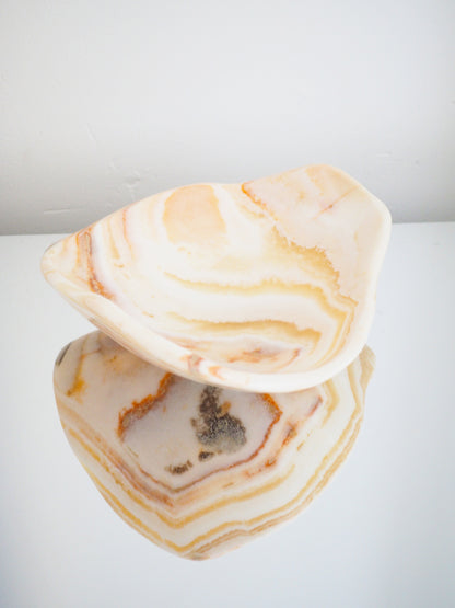 Calcit Edelstein. Kristall Schale ca. 28 cm - Marokko HANDCARVED