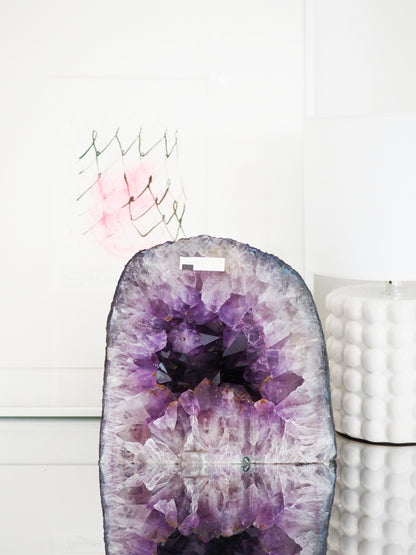 XL Deep Violette Amethyst Geode mit großen Kristallen ca. 21x22 cm 6.4 Kg . PARADISE COLLECTION - aus Brasilien HIGH QUALITY