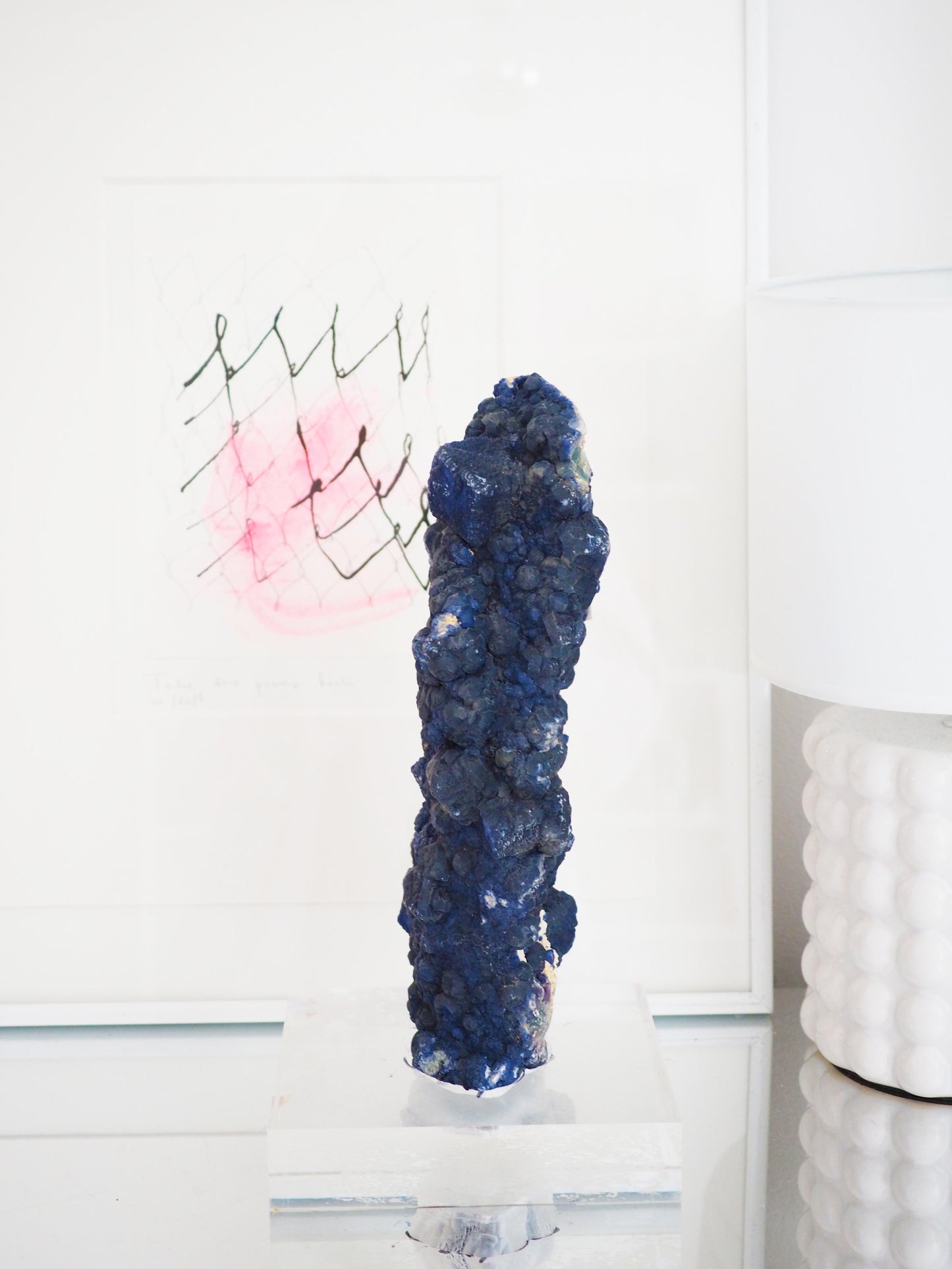 XL Blueberry Fluorite mit Halter . Ständer ca. 30 x 9 cm . PARADISE COLLECTION - Huanggang Mine. Innere Mongolei China RARE