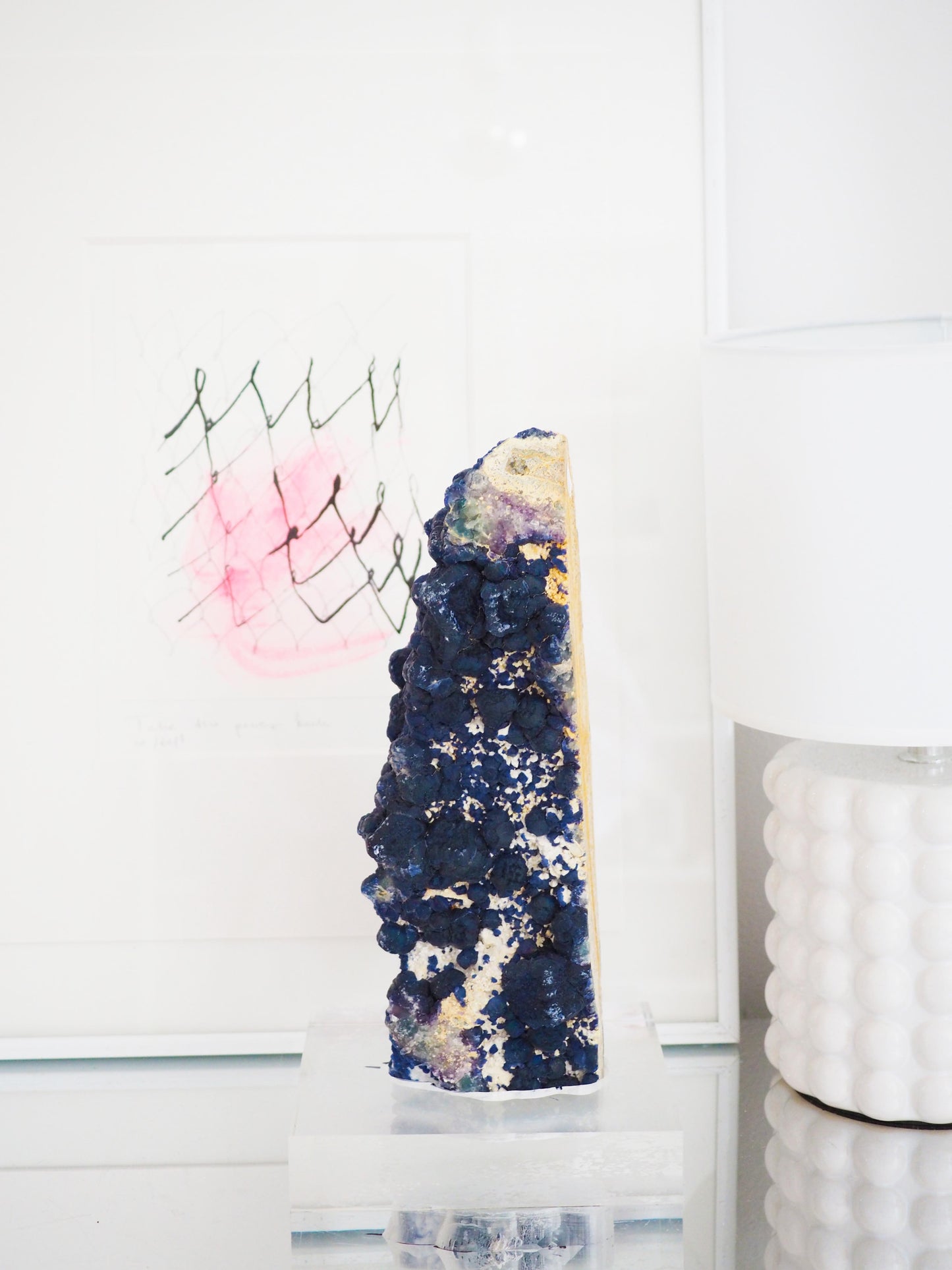 XL Blueberry Fluorite mit Halter . Ständer ca. 30 x 9 cm . PARADISE COLLECTION - Huanggang Mine. Innere Mongolei China RARE