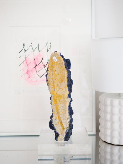 XL Blueberry Fluorite mit Halter . Ständer ca. 30 x 9 cm . PARADISE COLLECTION - Huanggang Mine. Innere Mongolei China RARE