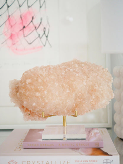 Pink Diamond Crust Apophyllite mit Stilbit Specimen - aus Indien RARE