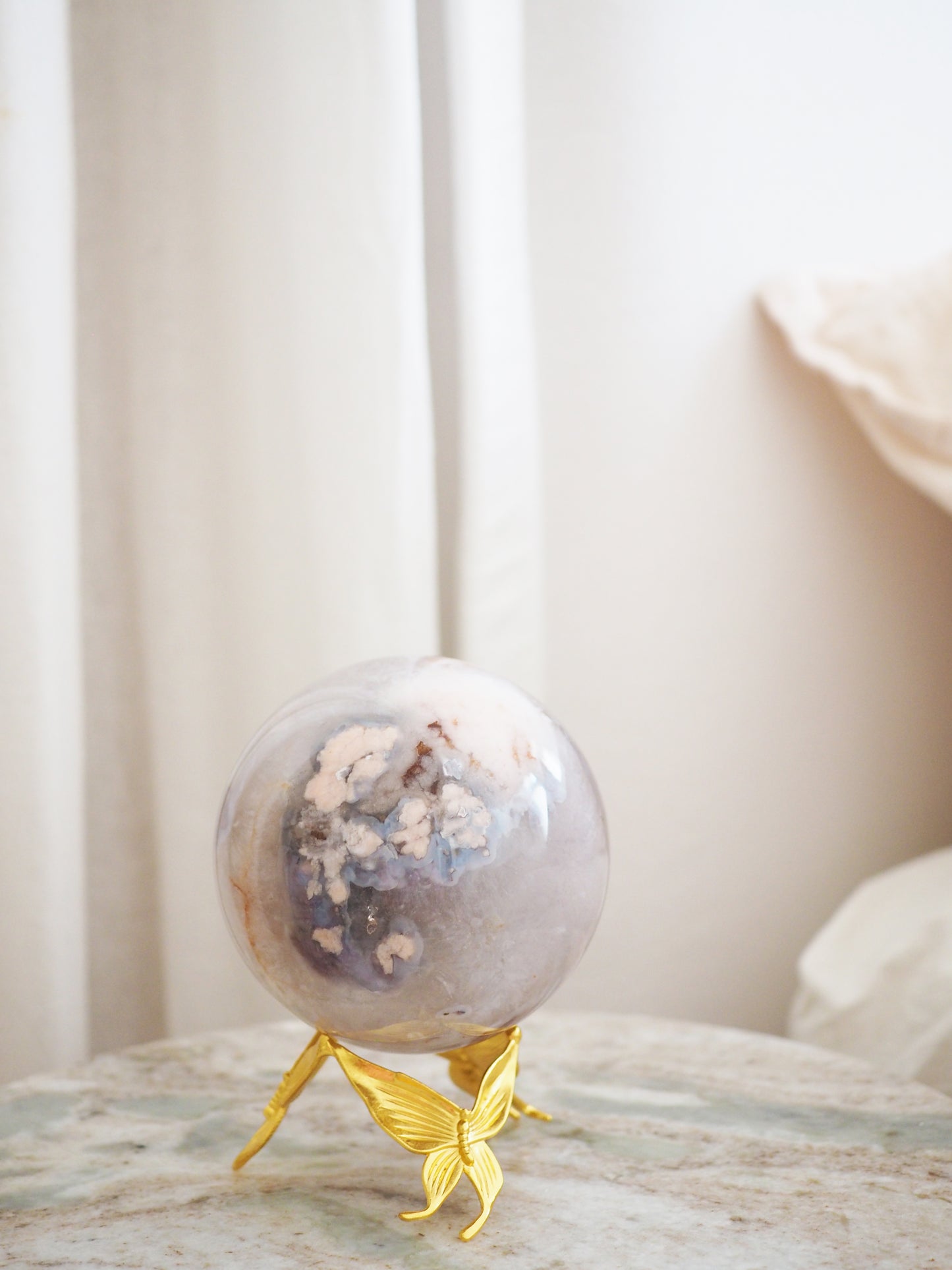 XL Blumenachat Kugel mit Druzy ca. 9 cm - Madagascar HIGH QUALITY