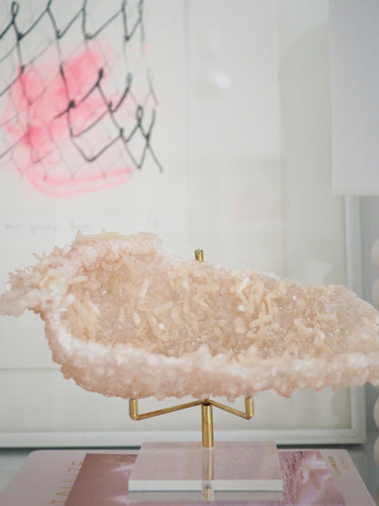 Pink Diamond Crust Apophyllite mit Stilbit Specimen - aus Indien RARE