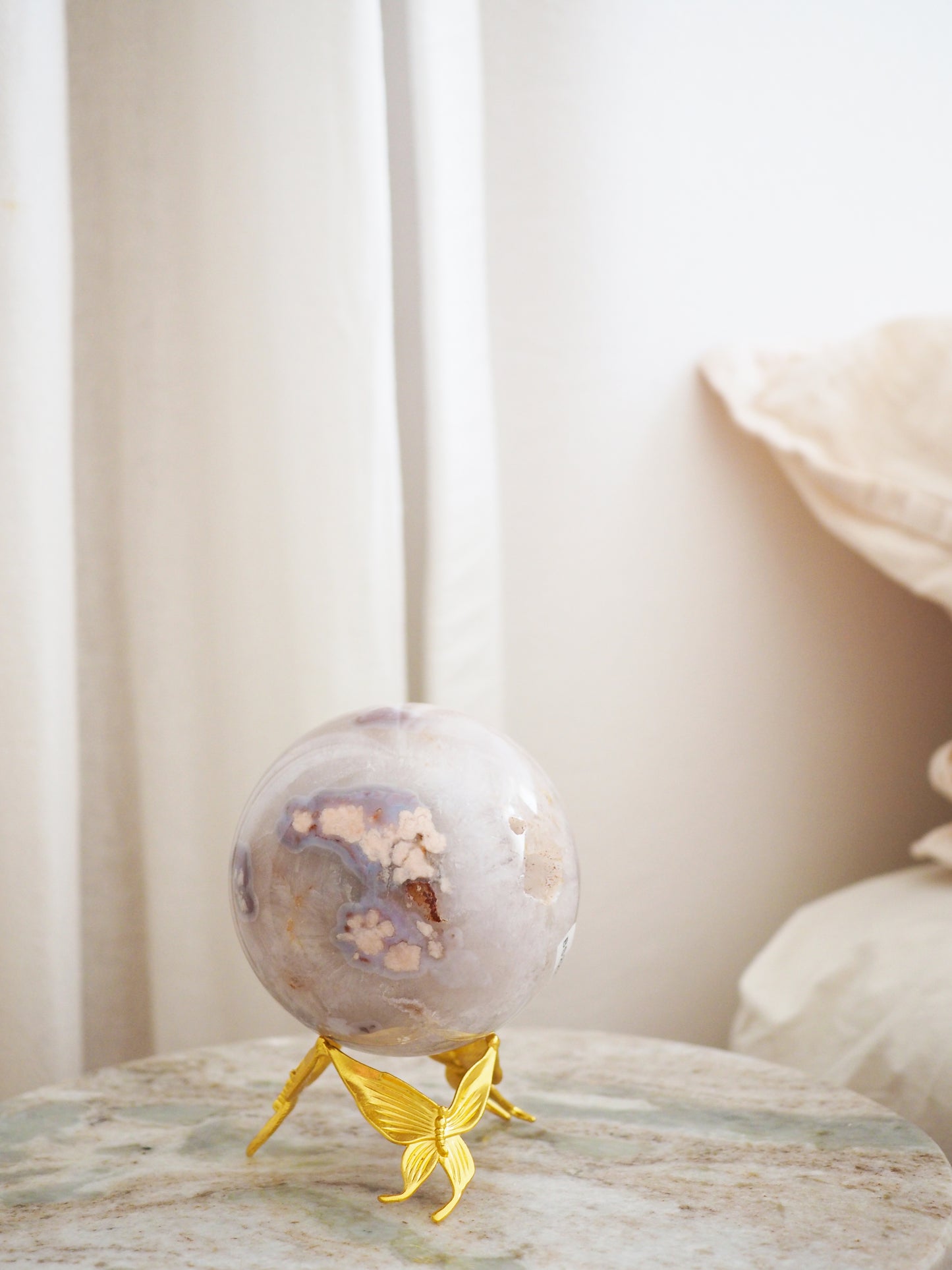 XL Blumenachat Kugel mit Druzy ca. 9 cm - Madagascar HIGH QUALITY