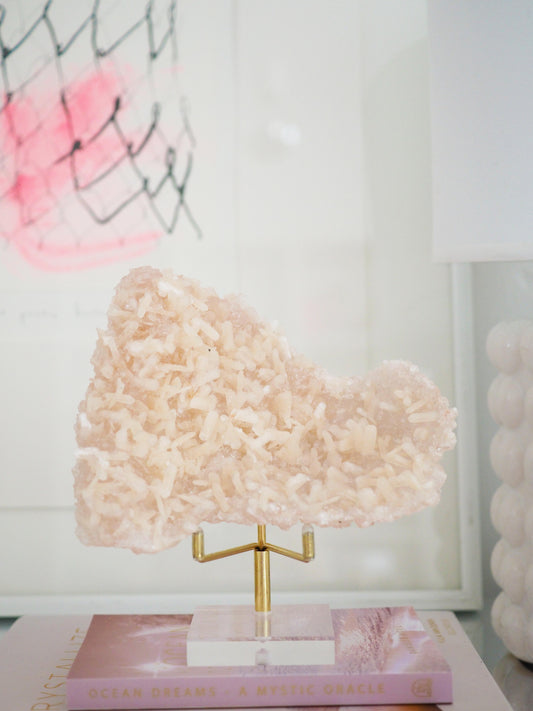 Pink Diamond Crust Apophylite mit Stilbit Specimen - aus Indien RARE