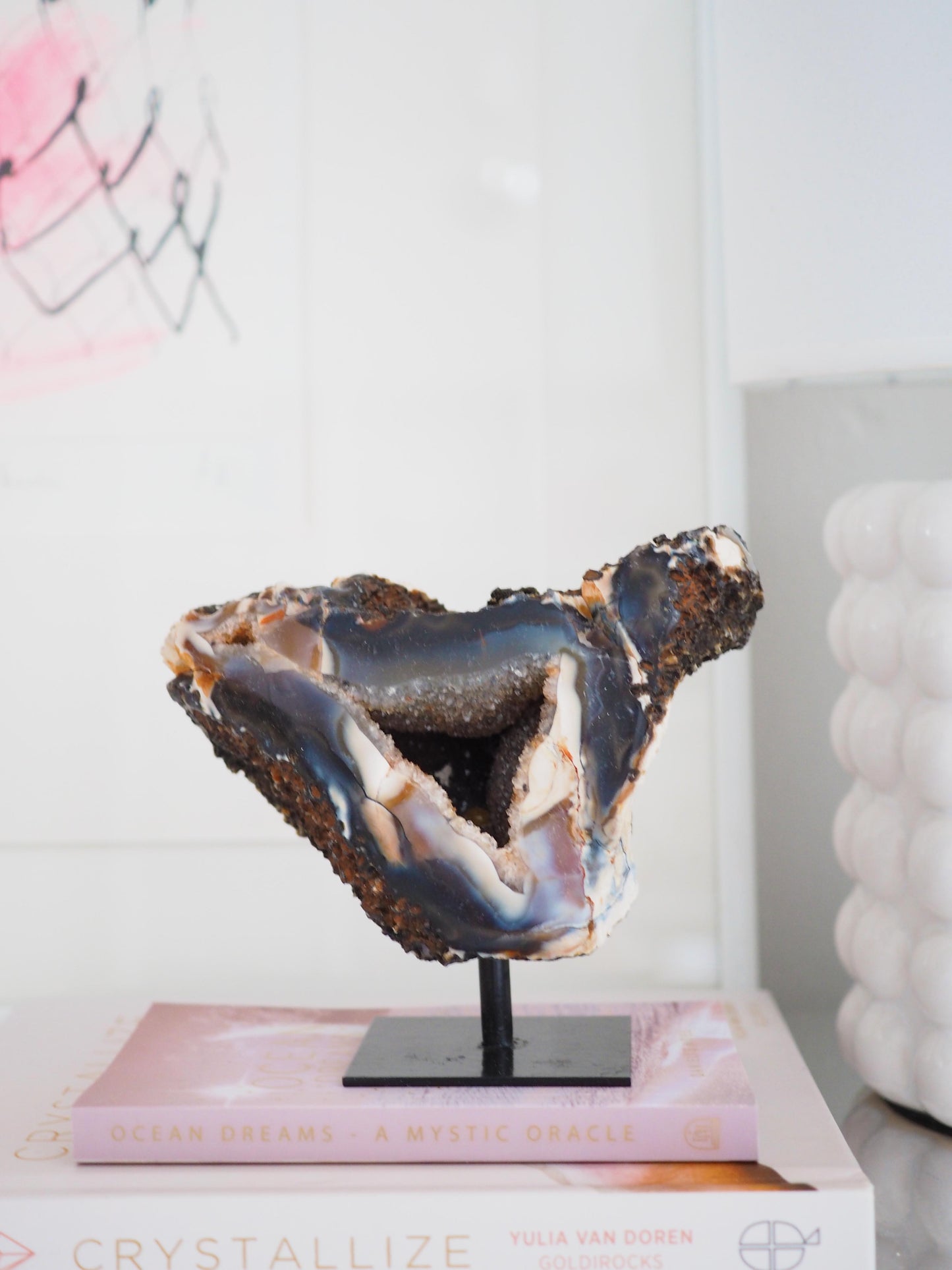 Druzy Achat X Chalcedon auf Halter ca. 11x12 cm  - aus Brasilien HIGH QUALITY