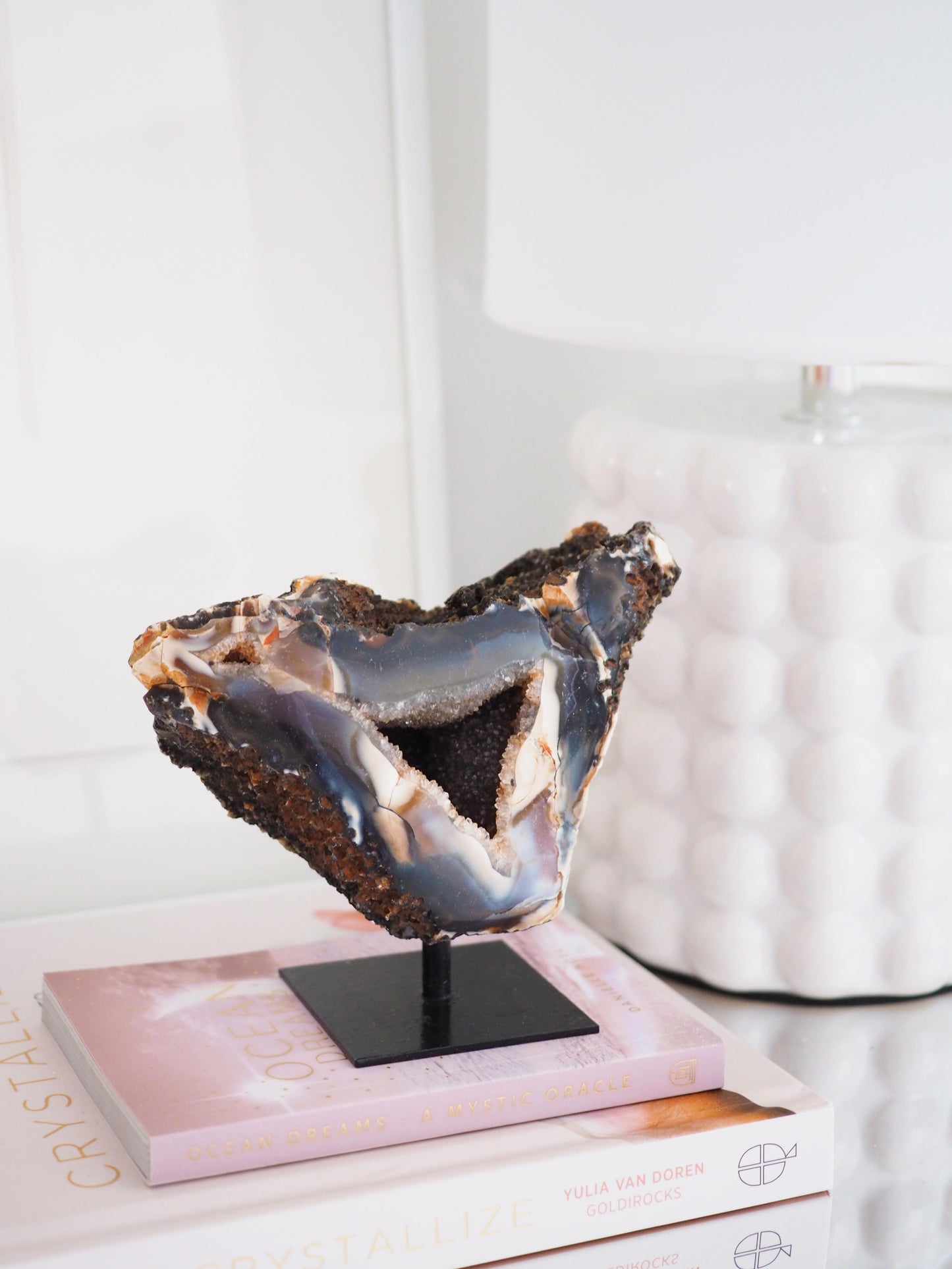 Druzy Achat X Chalcedon auf Halter ca. 11x12 cm  - aus Brasilien HIGH QUALITY