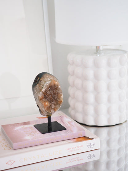 Orangener Rainbow Amethyst auf Halter ca. 10 cm  - aus Brasilien HIGH QUALITY