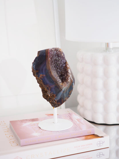 Druzy Achat X Chalcedon auf Halter ca. 13 cm  - aus Brasilien HIGH QUALITY