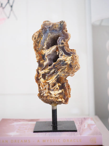 Druzy Achat X Chalcedon auf Halter ca. 13 cm  - aus Brasilien HIGH QUALITY