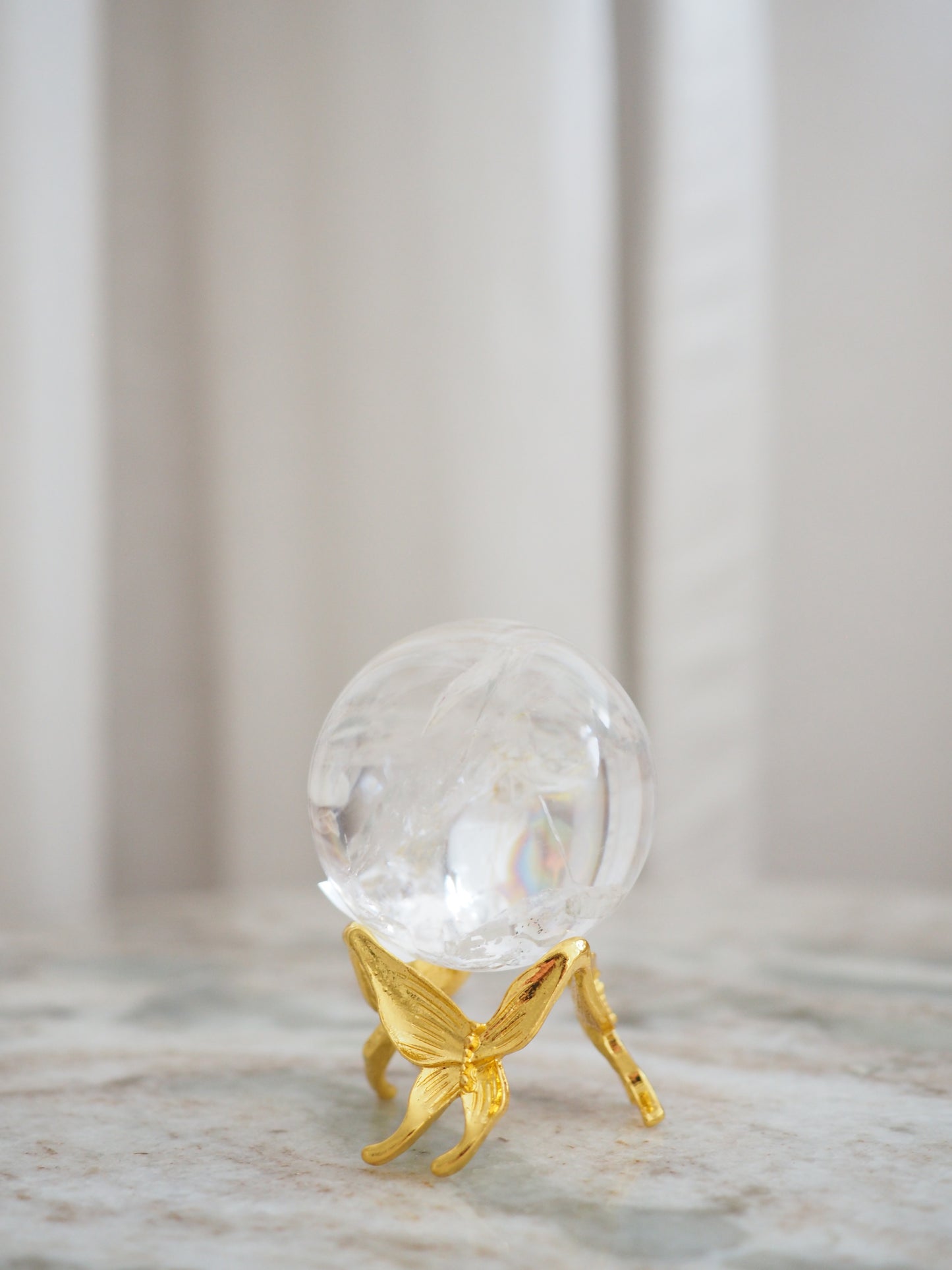 Lemurian Bergkristall Kugel mit Regenbögen ca. 3.5 cm - Minas Gerais Brasilien HIGH QUALITY