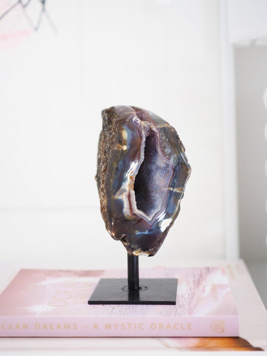 Druzy Achat X Chalcedon auf Halter ca. 10 cm  - aus Brasilien HIGH QUALITY