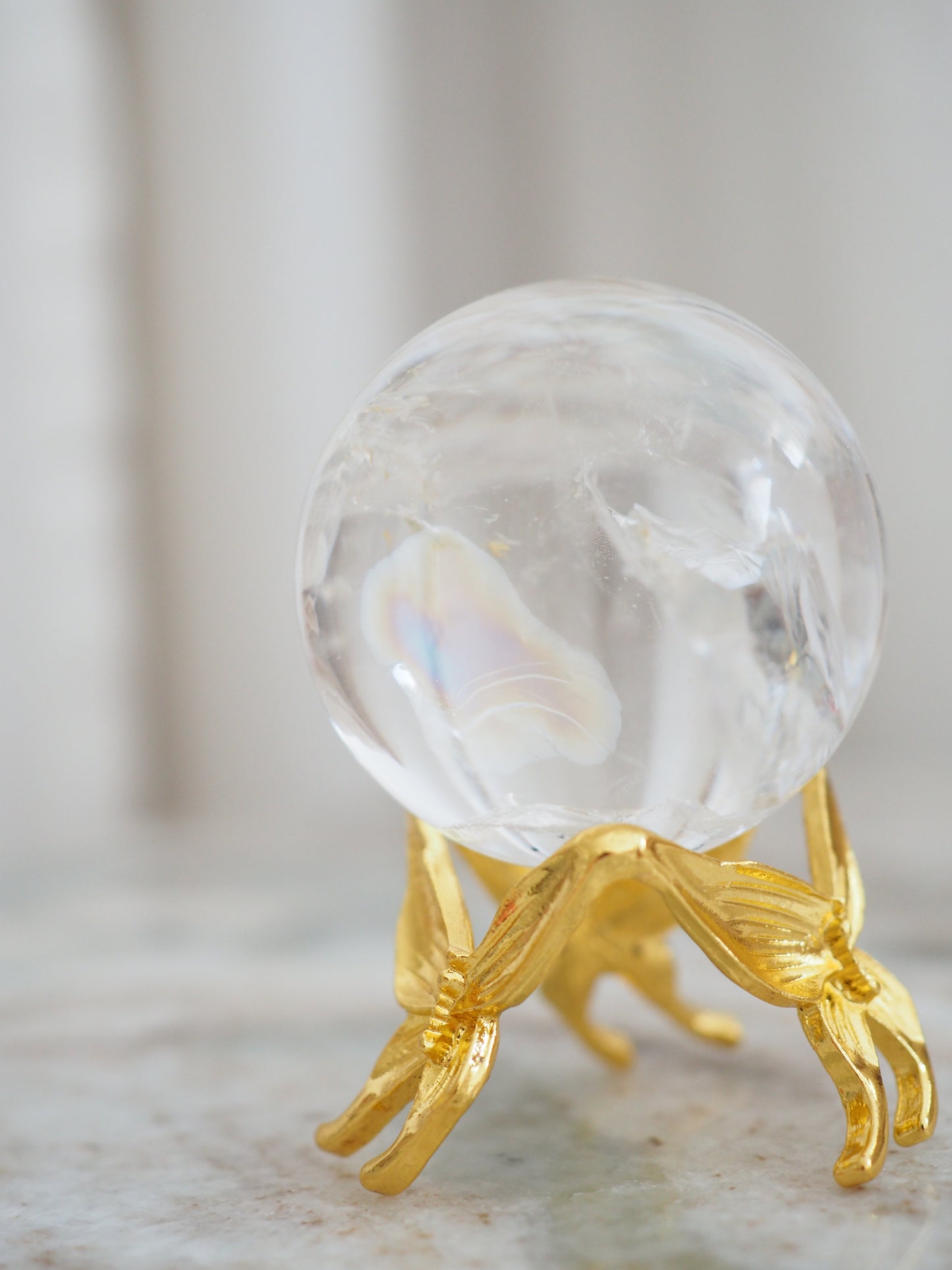 Lemurian Bergkristall Kugel mit Regenbögen ca. 3.5 cm - Minas Gerais Brasilien HIGH QUALITY