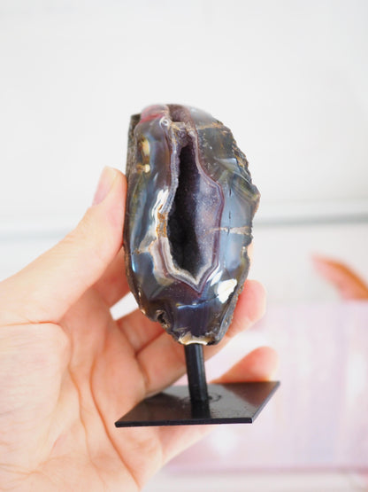 Druzy Achat X Chalcedon auf Halter ca. 10 cm  - aus Brasilien HIGH QUALITY