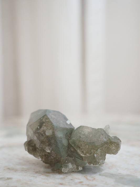 Mont Blanc Bergkristall X Chlorit  ca. 6 cm - Bassin de Taléfre . Massif du Mont-Blanc Frankreich RARE