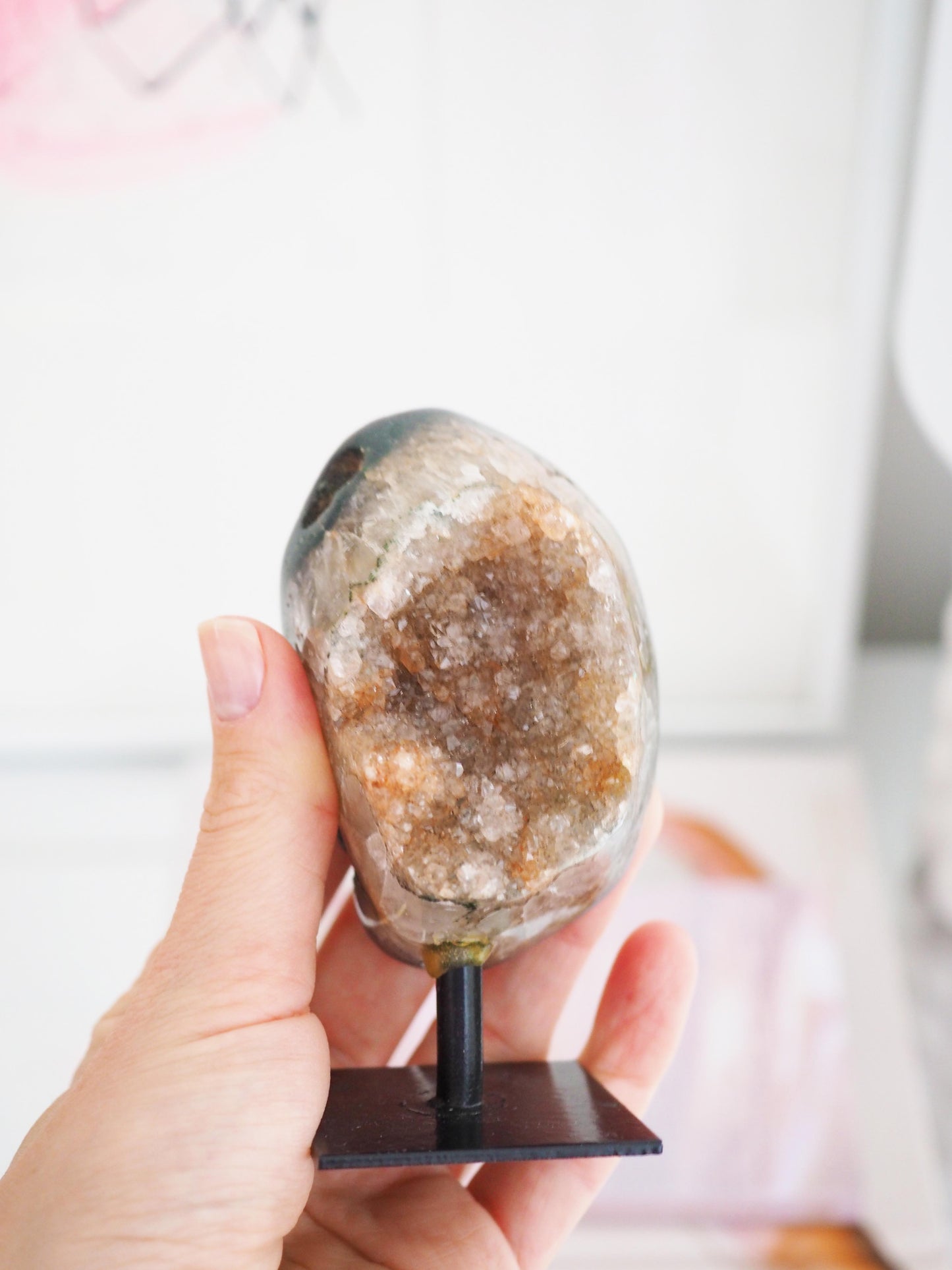 Orangener Rainbow Amethyst auf Halter ca. 10 cm  - aus Brasilien HIGH QUALITY