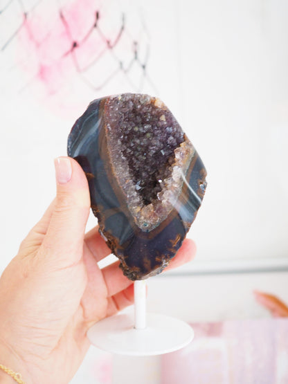 Druzy Achat X Chalcedon auf Halter ca. 13 cm  - aus Brasilien HIGH QUALITY