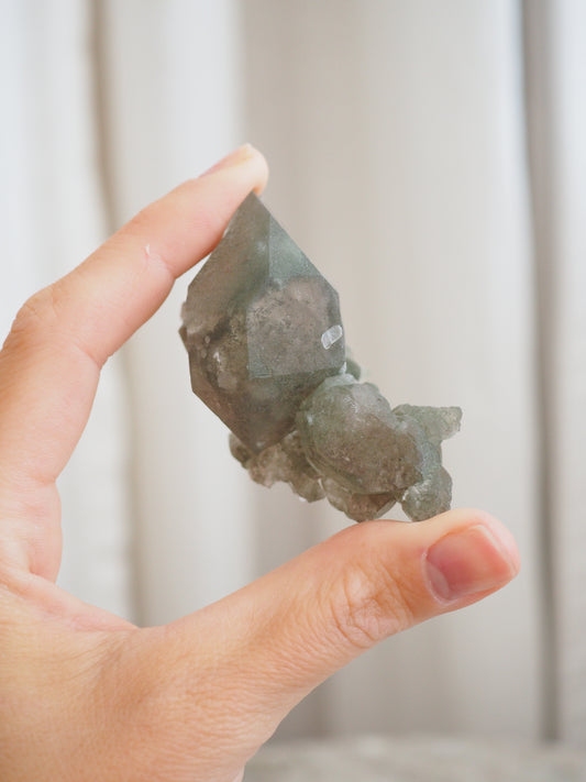 Mont Blanc Bergkristall X Chlorit  ca. 6 cm - Bassin de Taléfre . Massif du Mont-Blanc Frankreich RARE