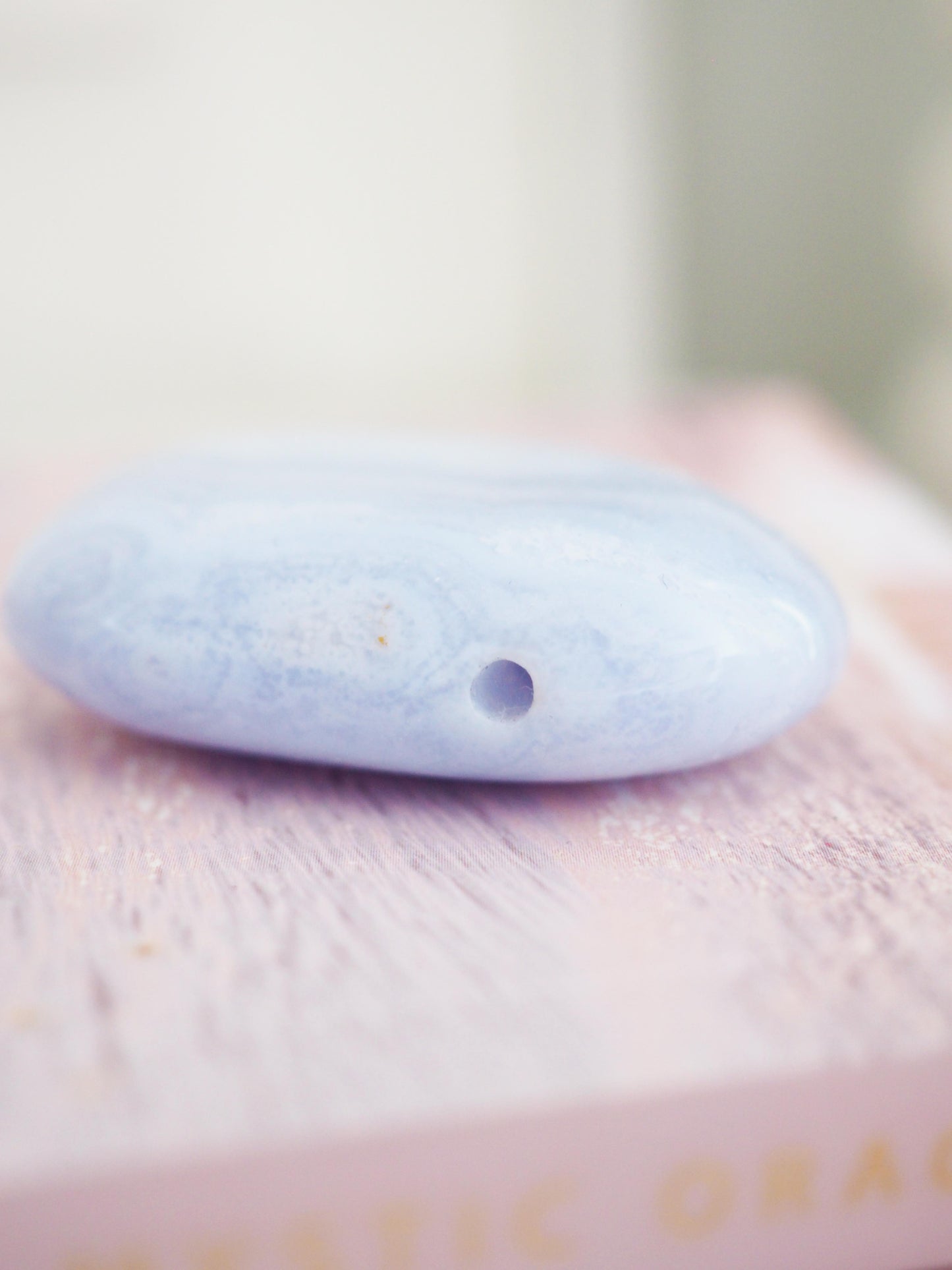 Blauer Spitzen Achat Anhänger gebort . Blue Lace Agate ca. 4.5 cm - Namibia HIGH QUALITY