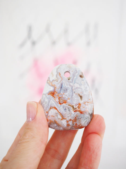 Verrückter Spitzen Achat Anhänger gebohrt . Crazy Lace Agate ca. 4.5 cm - Mexiko HIGH QUALITY