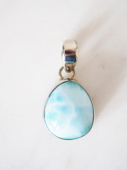 AA Larimar Anhänger No4. 3cm 38.15ct  925 Sterlingsilber Platiniert -aus der Dominikanischen Republik