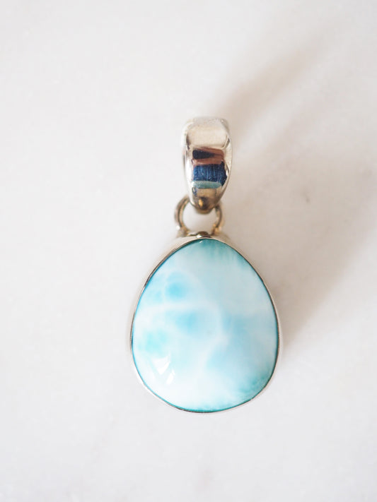 AA Larimar Anhänger No4. 3cm 38.15ct  925 Sterlingsilber Platiniert -aus der Dominikanischen Republik