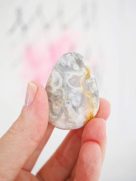 Spitzen Achat Anhänger gebohrt  . Lace Agate ca. 3-4 cm - Mexiko