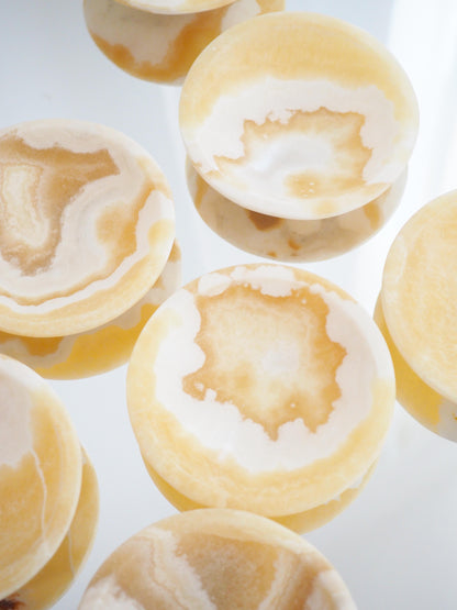 Calcit Edelstein. Kristall Schale ca. 12 cm - Marokko HANDCARVED