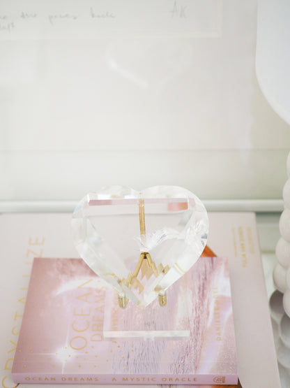 Lemurian Bergkristall Herz teilw. mit Regenbögen ca. 7.5 cm - aus Bahia Brasilien HAND CARVED HIGH QUALITY