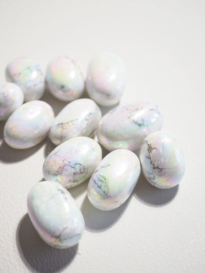 UNHAPPY AngelAura Magnesit Trommel Stein . Magnesite Tumble  ca. 3- 3.5 cm Oval Shape - aus Simbabwe Afrika