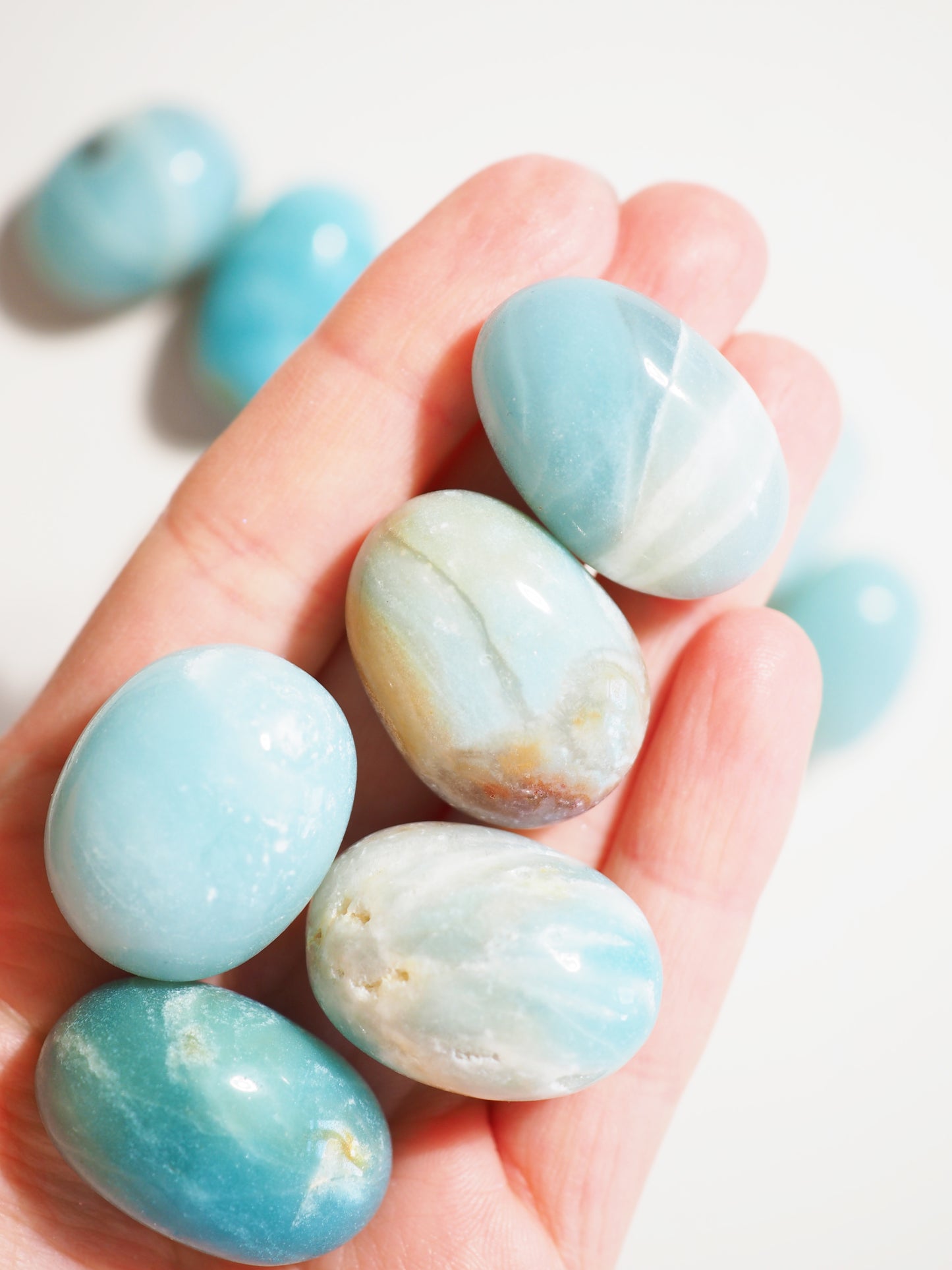Blauer Himmels Opal . Amazonit Trommel Stein. Blue Sky Tumble ca. 2-3 cm - aus China  HIGH QUALITY