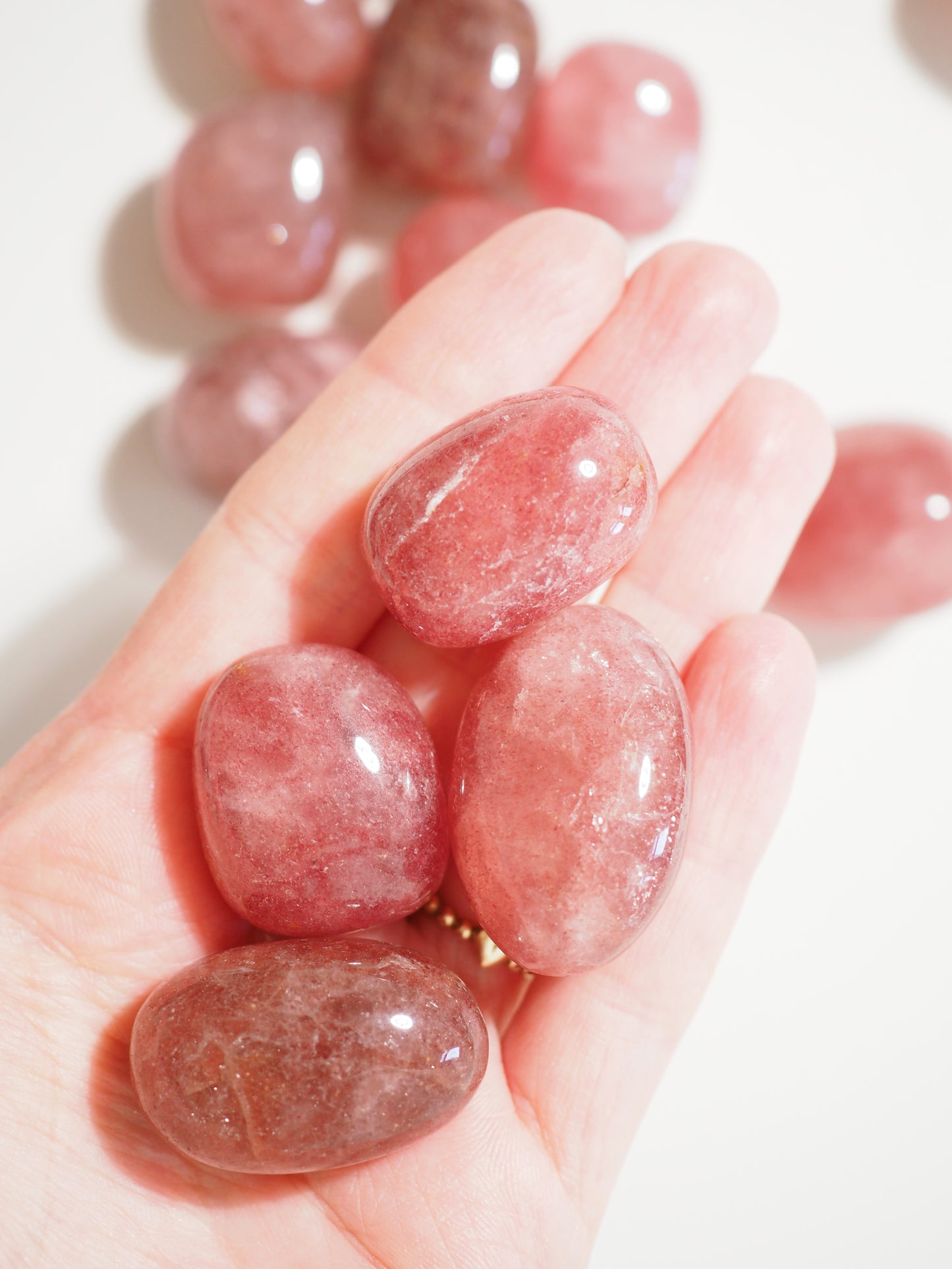 Roter Aventurin . Erdbeer Quarz Trommelstein . Strawberry Quartz Tumble ca. 2-3.5 cm - aus Indien HIGH QUALITY