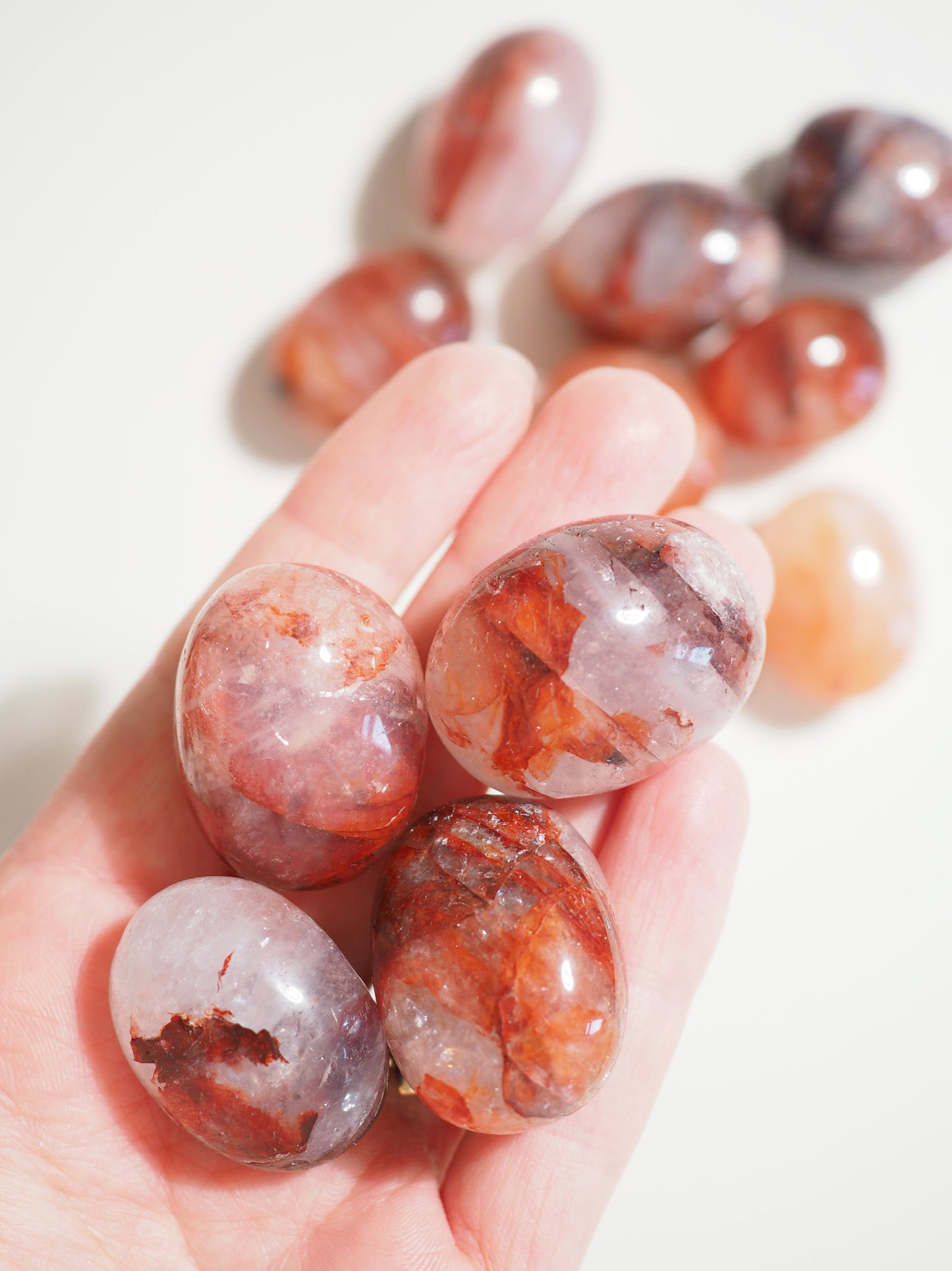 Feuer Quarz . Hämatoid Quarz Trommelstein . Fire Quartz Tumble ca. 2 cm - aus China HIGH QUALITY