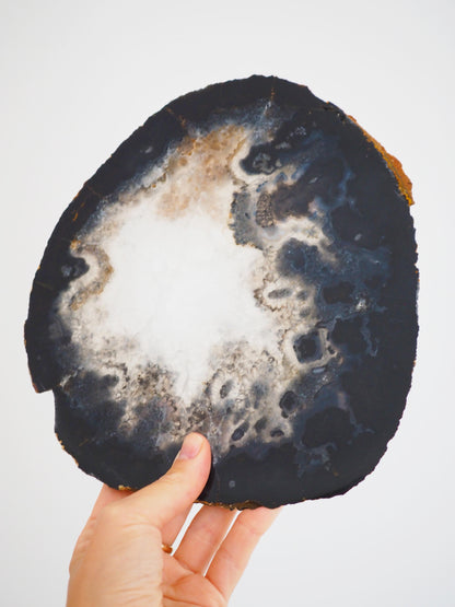 Schwarze Achat Scheibe mit Quarz ca xx cm  - aus Brasilien HIGH QUALITY