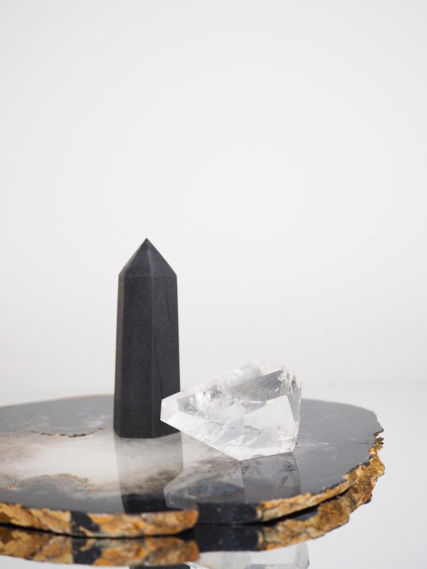 Schwarze Achat Scheibe mit Quarz ca xx cm  - aus Brasilien HIGH QUALITY