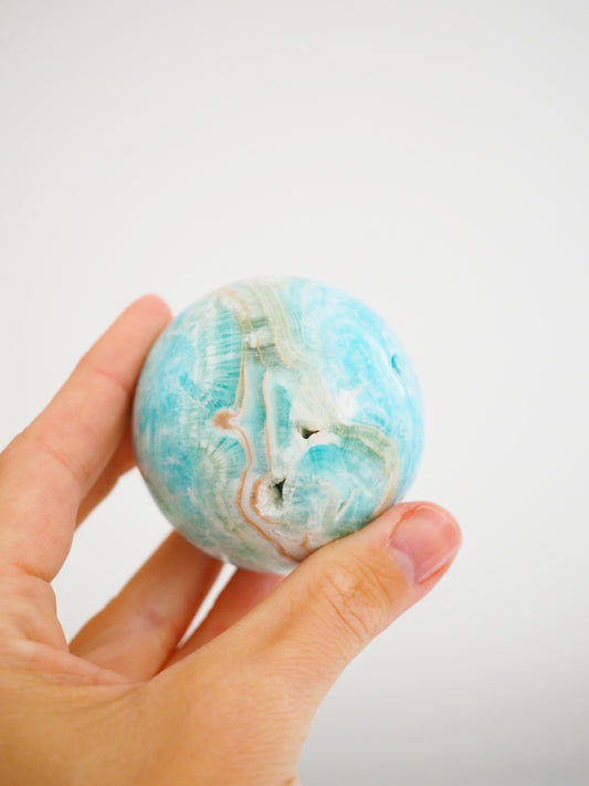 Karibischer Calcit X Aragonit Kugel  ca. 5.5 cm - Pakistan HIGH QUALITY