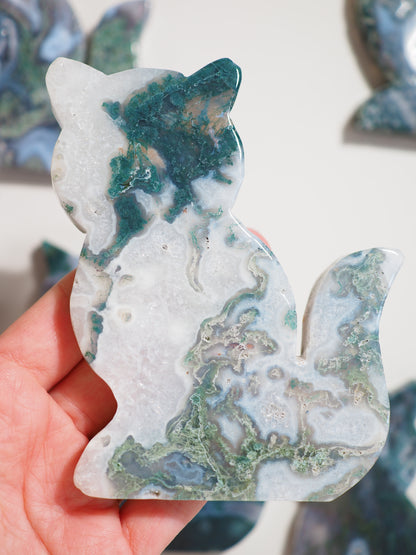 DRUZY Mossachat Katze Scheibe . Mossagate Kitty SLAB ca. 11cm - aus Indien HIGH QUALITY