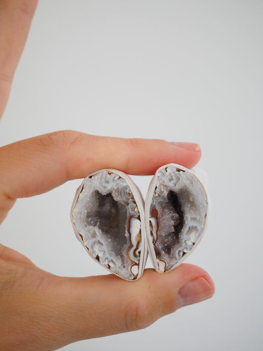 LIEBES Druzy Achat Geoden Paar anpoliert  . LOVE Druzy Agate Geode Pair polished ca. 4 cm - aus Brasilien HIGH QUALITY