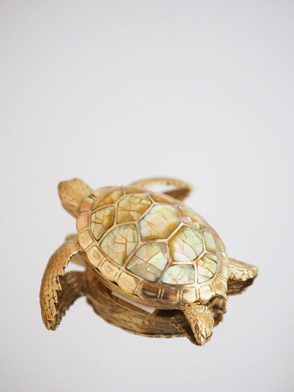 Abalone Muschel Schildkröten Schatulle Box aus Messing ca. 7 cm - aus Indonesien HANDMADE