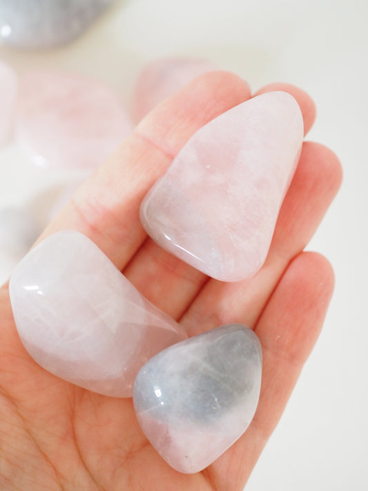 Rosenquarz mit Mica & Quarz Trommel Stein . Bi Color Rosequartz Tumble ca. 2.5-4 cm - aus Madagascar