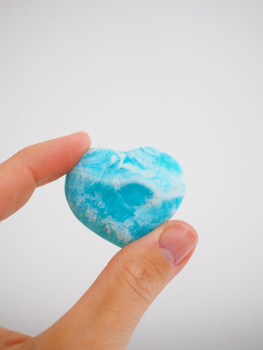 Karibischer Calcit X Aragonit Herz ca. 4 cm - Pakistan HIGH QUALITY