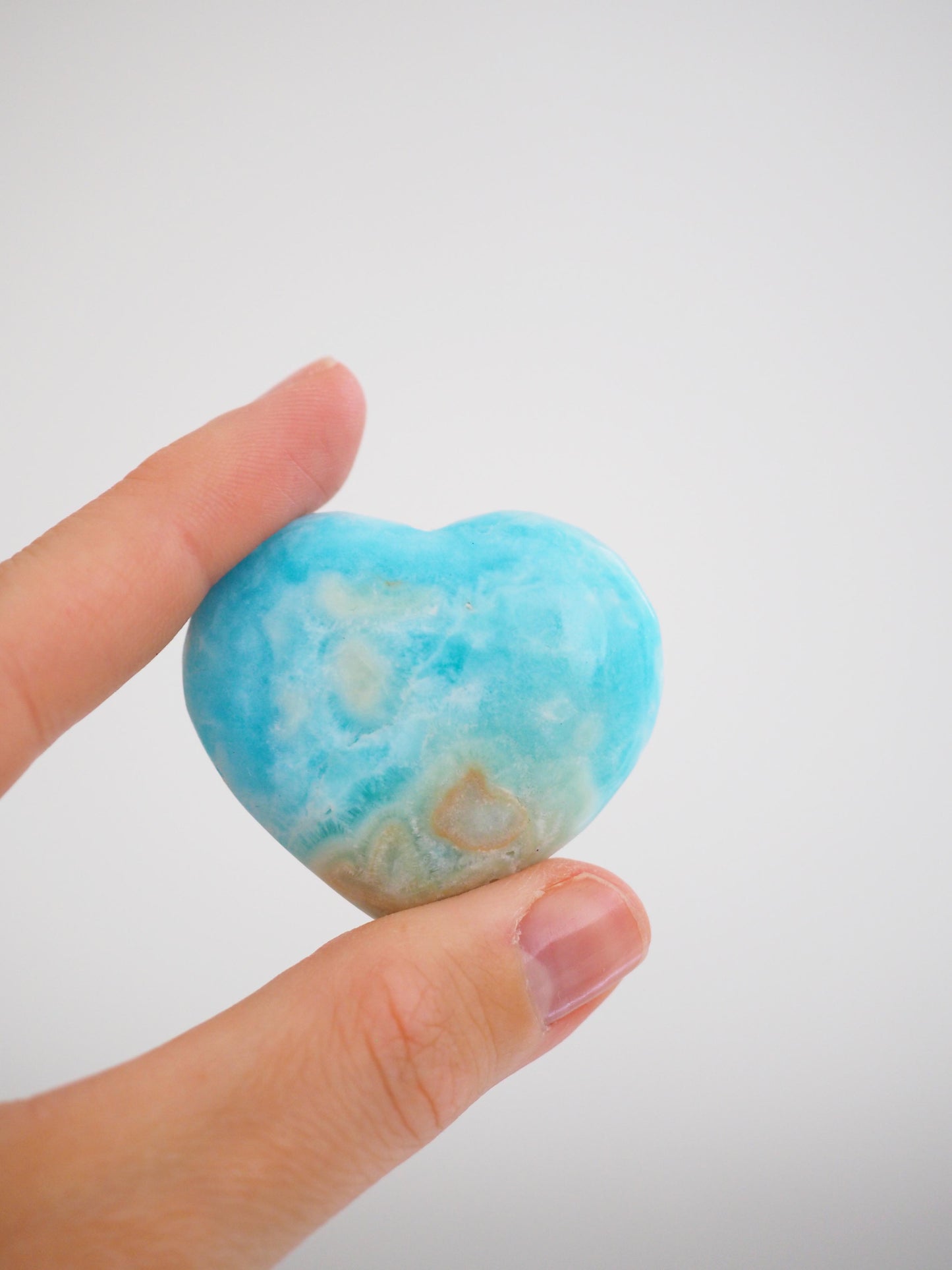 Karibischer Calcit X Aragonit Herz ca. 4.5cm - Pakistan HIGH QUALITY