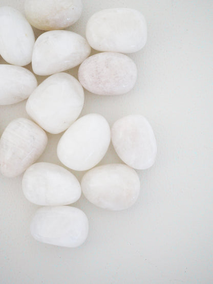 Weisser Mondstein ca. 3 cm Trommel Stein - aus Tansania HIGH QUALITY