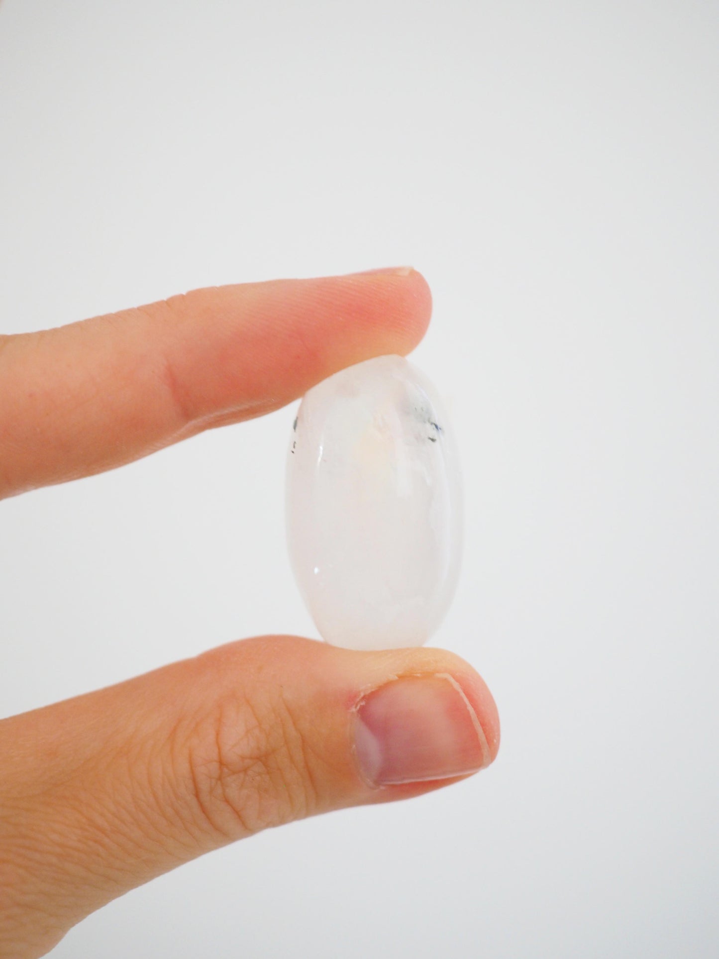 Regenbogen Mondstein X Schwarzer Turmalin Shiva . Trommelstein ca. 3.2 cm - aus Sri Lanka HIGH QUALITY HANDCARVED